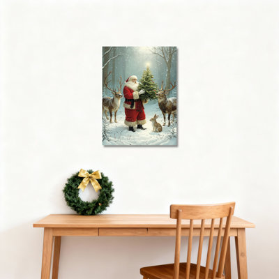 Art mural sur toile Santa Deer Snow
