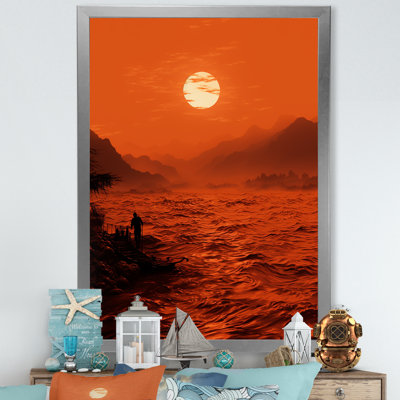 Lumières rouges du coucher de soleil sur la côte - art mural coucher de soleil côtier