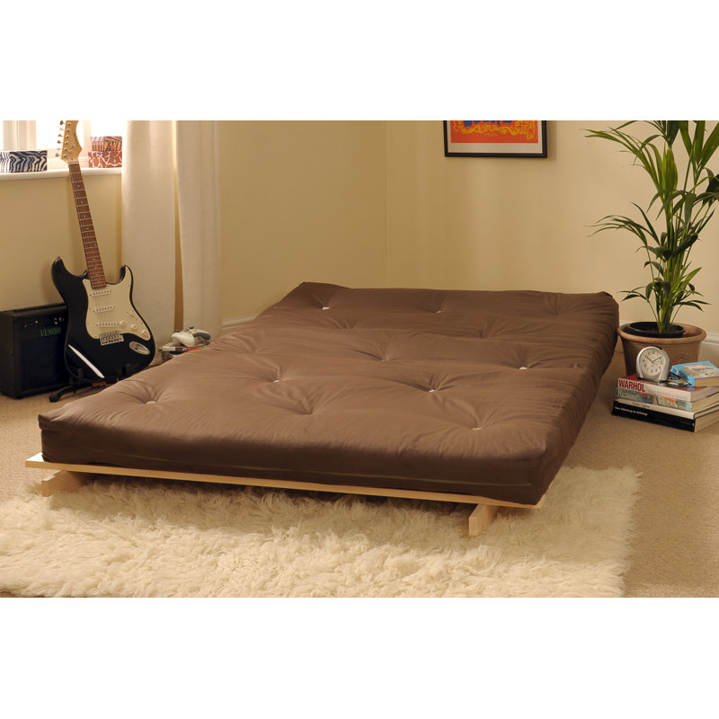 Arlete Upholstered Futon And Mattress, Chocolate, 76cm H x 120cm W x 78cm D