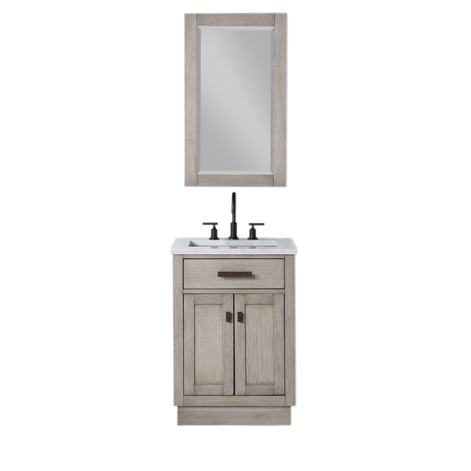 Breshey Single Bathroom Vanity, Gray, 24"W x 21.6"D x 34.2"H