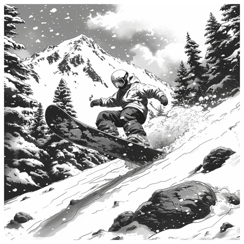 Jeté en molleton Snowboarding - Jetés de sport pour canapés ou lits, L 51 po x H 60 po