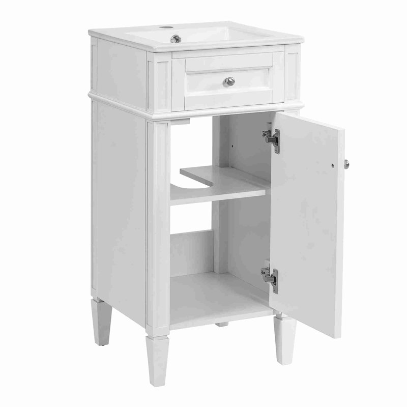 Meuble-lavabo de 16 po avec lavabo en céramique, Blanc