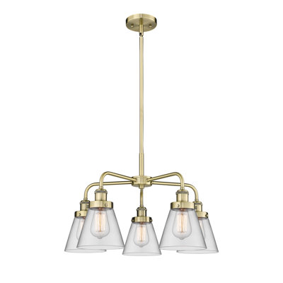 Cone 5 Light Stem Hung Chandelier
