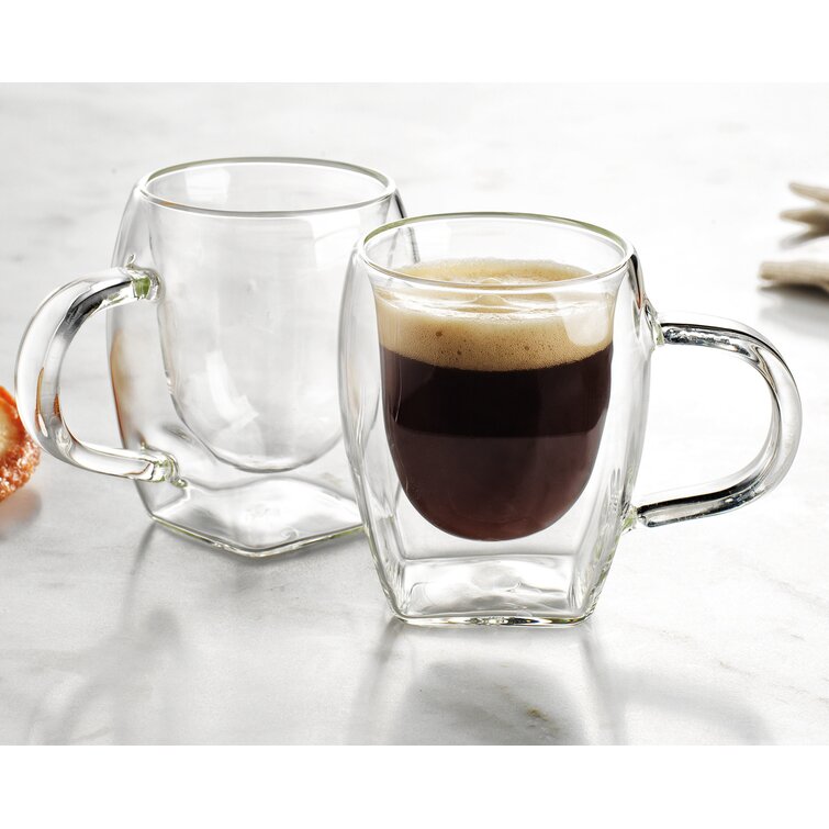 Godinger Nimbus Double Wall Latte Mugs, Set Of 2 In Clear
