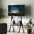 Mobile Rolling TV Stand Media Console with Charging Station, Mobile TV Mount with Storage Shelf