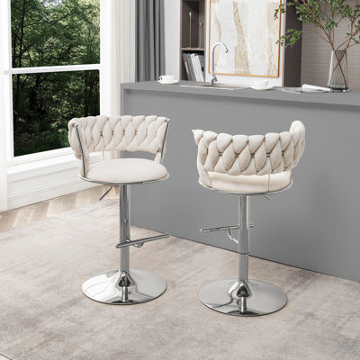 Mamduh Swivel Upholstered Velvet Adjustable Height Counter Stool