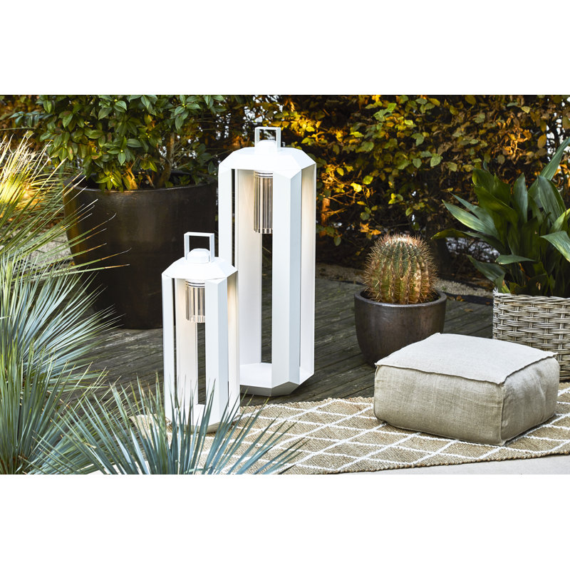 Cube Outdoor Battery Lamp, 28.3" H x 9.6" W x 9.6" D, Matte White