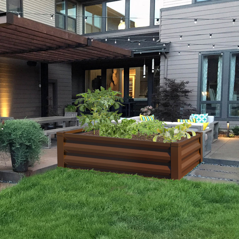Alison Metal Raised Garden Bed, Brown