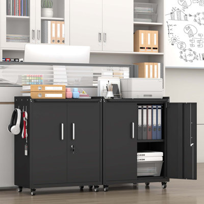 Industrial Heavy-Duty Rolling Storage Cabinet with Lock & Silent Casters