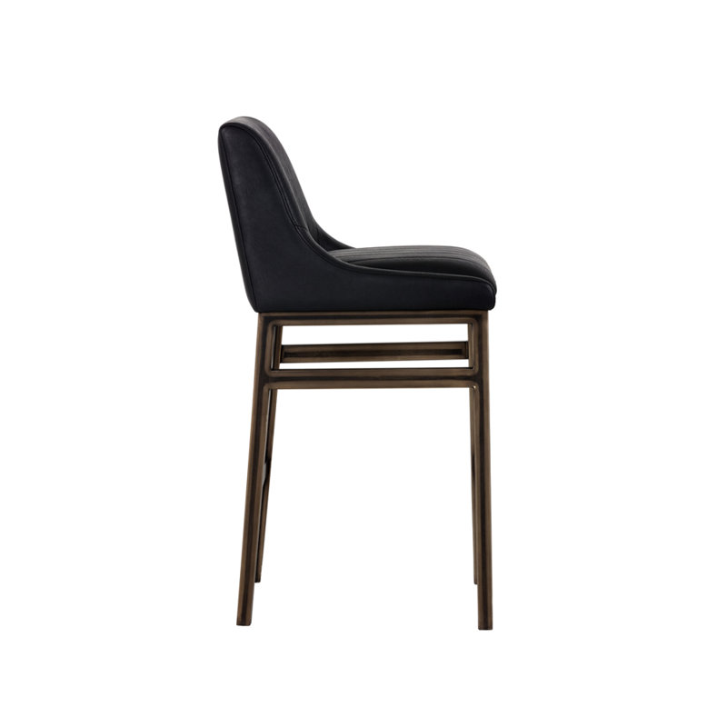 Halden Armless Bar & Counter Stool, Bar Stool (30" Seat Height), Black Seat/ Dark Brown Frame