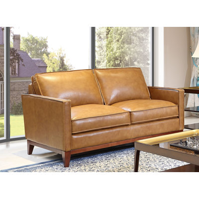 Harper Leather Upholstery with Track Arms, Saddle