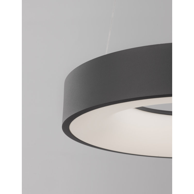 1 - Light LED Drum Pendant, Black, 120cm H x 60cm W x 60cm D