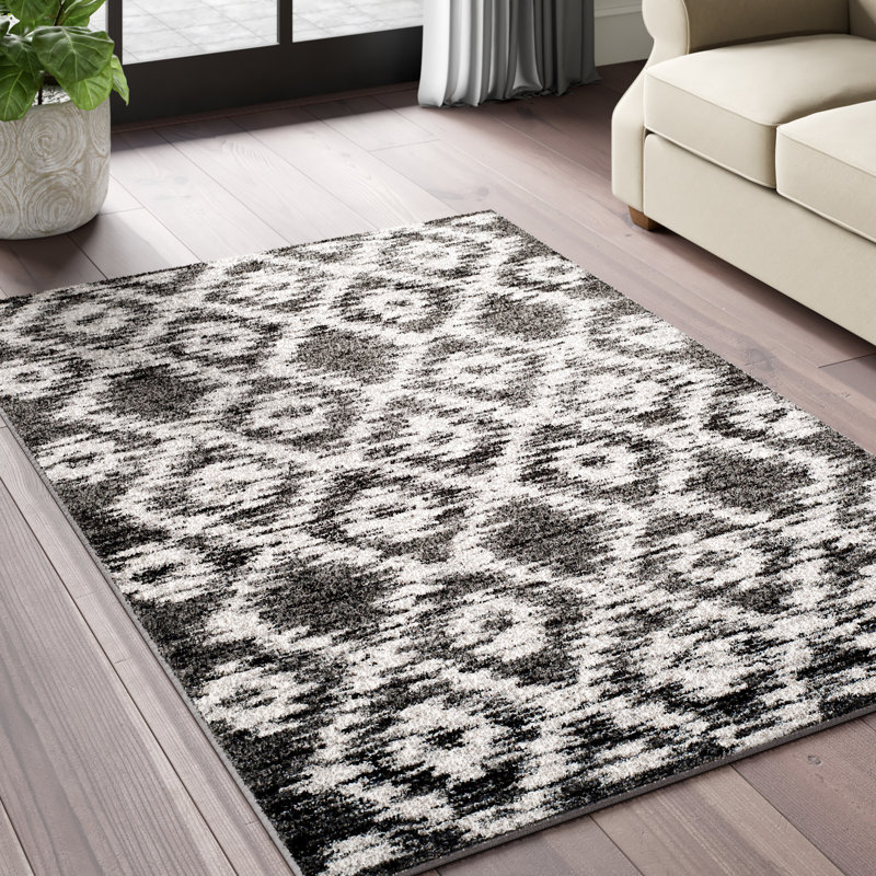 Tapis ivoire / gris anthracite Bethlyn, Rectangle 5 pi 1 po x 7 pi 6 po