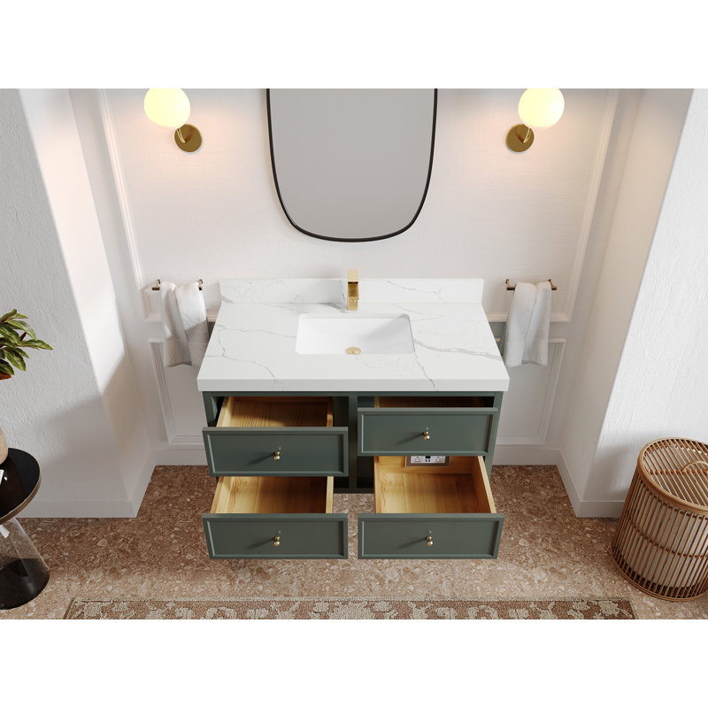 Meuble-lavabo simple 42 po Roswell, Calacatta Laza