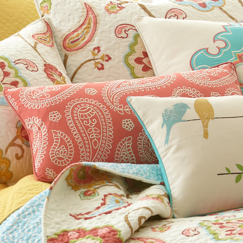 Ashbury Spring Paisley Cotton Throw Pillow
