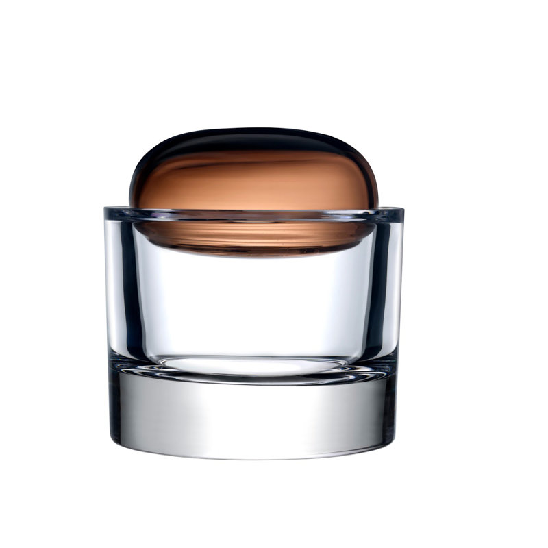 Ecrin Lead Free Crystal Jar, Caramel, 7.2" H x 5.7" W x 5.7" D