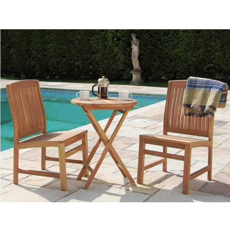 Bethzy 2 - Person Teak Wood Patio Dining Set with Round Table