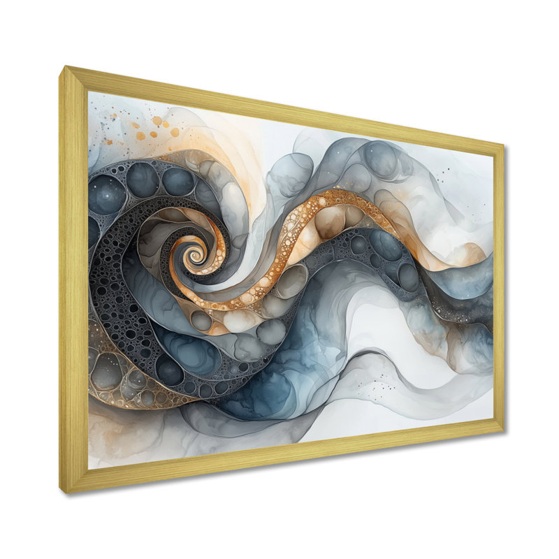 Weisberg abstrait noir et blanc liquide Vortex I - réalisme abstrait, art mural, Cadre de photo unique, H 16 po x l 32 po