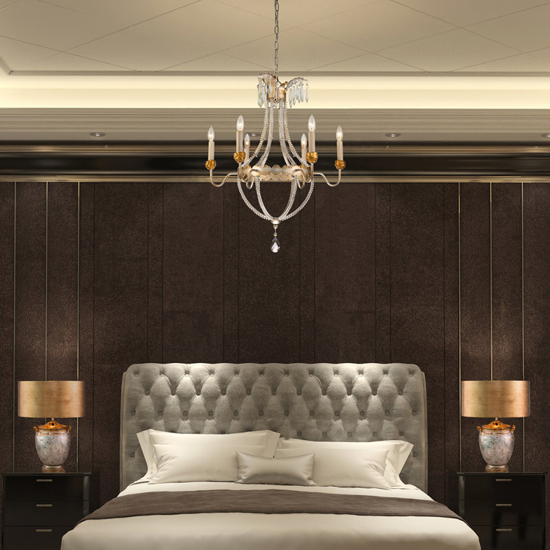 6 Light Empire Gold And Silver Chandelier