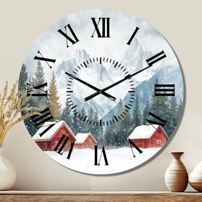Swiss Alps in Winter Stillness - Landscape Metal Wall Clock