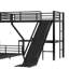 Lit superposé triple en métal, lit superposé avec lit mezzanine simple, avec glissade et ports USB, noir-432973939