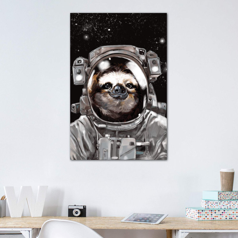 « astronaute sloth selfie », art, H 48 po x l 32 po x P 1,5 po, Toile tendue