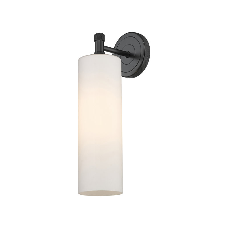 Applique murale 1 lumière Crown Point, H 15,5 po x l 3,88 po x P 6,5 po, Blanc mat, Noir mat