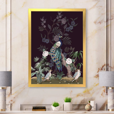 Chinoiserie avec oiseaux et pivoines V - Peinture sur toile