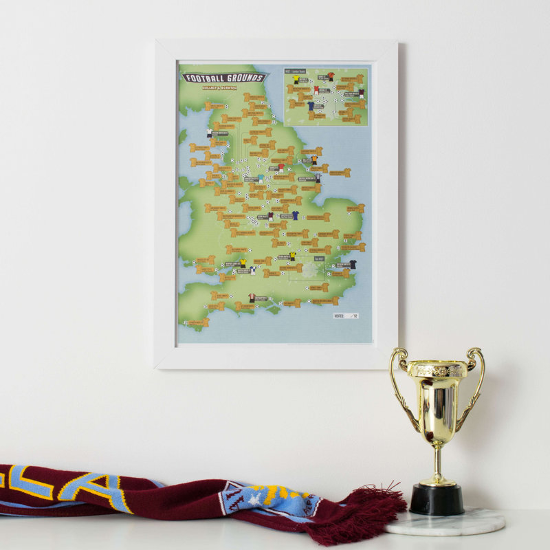 Scratch Off 92 Football Grounds - Single Picture Frame Print
