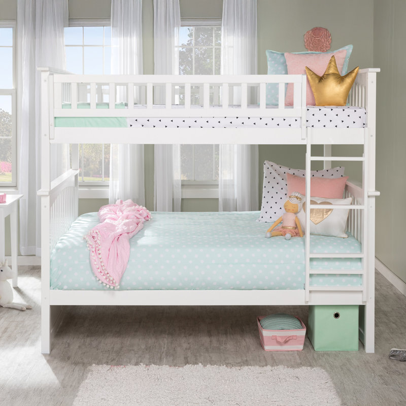  Flinn Solid Wood Bunk Bed, Full over Full, White