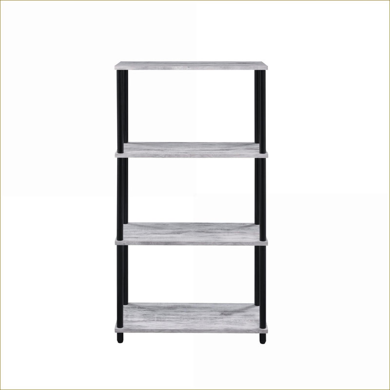 Bookshelf | Industrial 4-Tier Open Storage Bookcase | 24 Inch | Off-white &amp; Black Finish | Antique White | Metal,Synthetic Wood