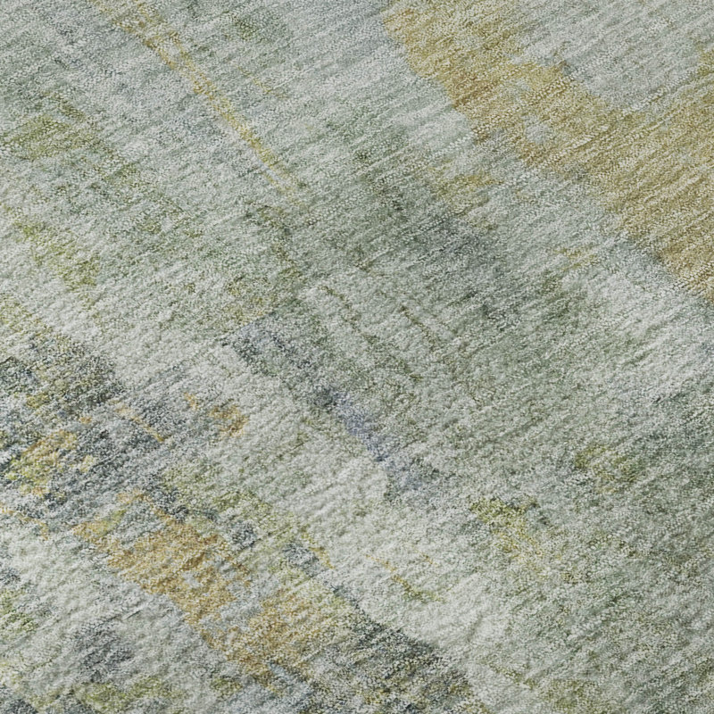 Premium Machine Washable Mayfield AMF2310 Abstract Rug, 8' x 10', Aloe