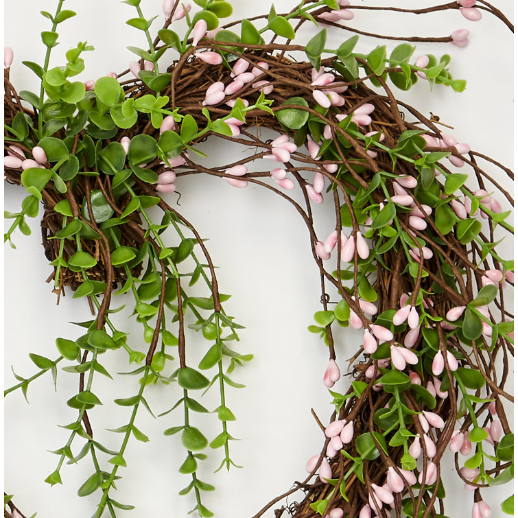 Berry Heart 8 Twig Wreath Primrue Wreath Color: Pink