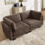Canapé d'angle modulaire deux places en chenille à détails froncés, mousse haute densité, coussins de dossier épais en forme de L, montage facile, pour salon et chambre.