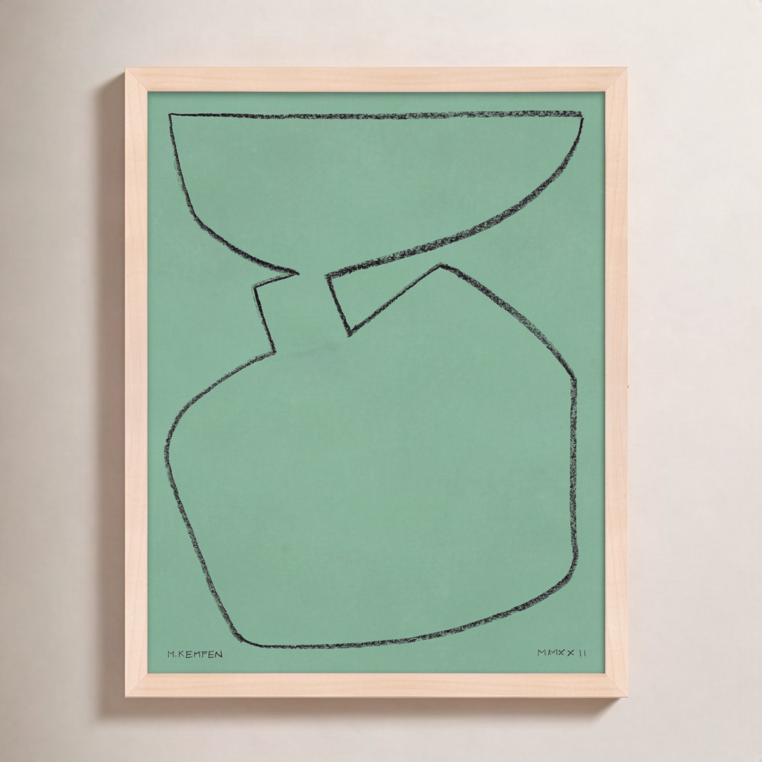 Freya "Sage 2" Print, 20" W x 25" H, Maple Framed