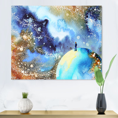 Humain avec une puissante planète énergie III - reproduction sur toile