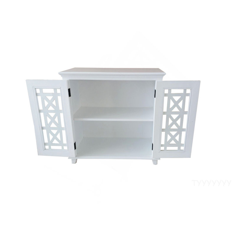 Armoire en bois massif avec porte et tablette en verre blanc Leroy