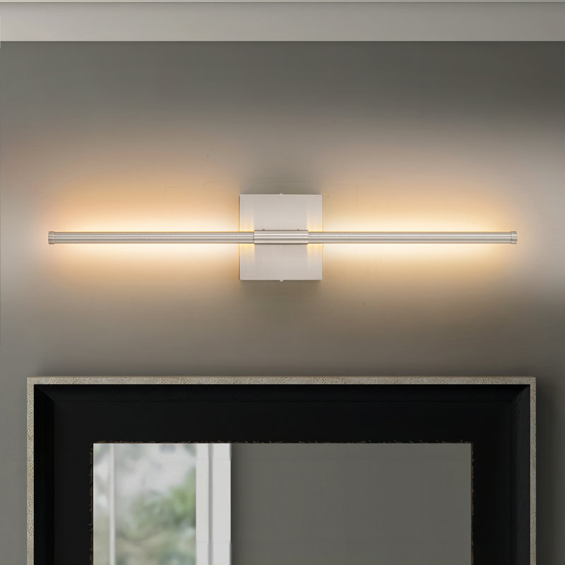 Brylea Iron LED Hardwired Armed Sconce, Nickel, 23.62" H X 4.33" W X 2.36" D