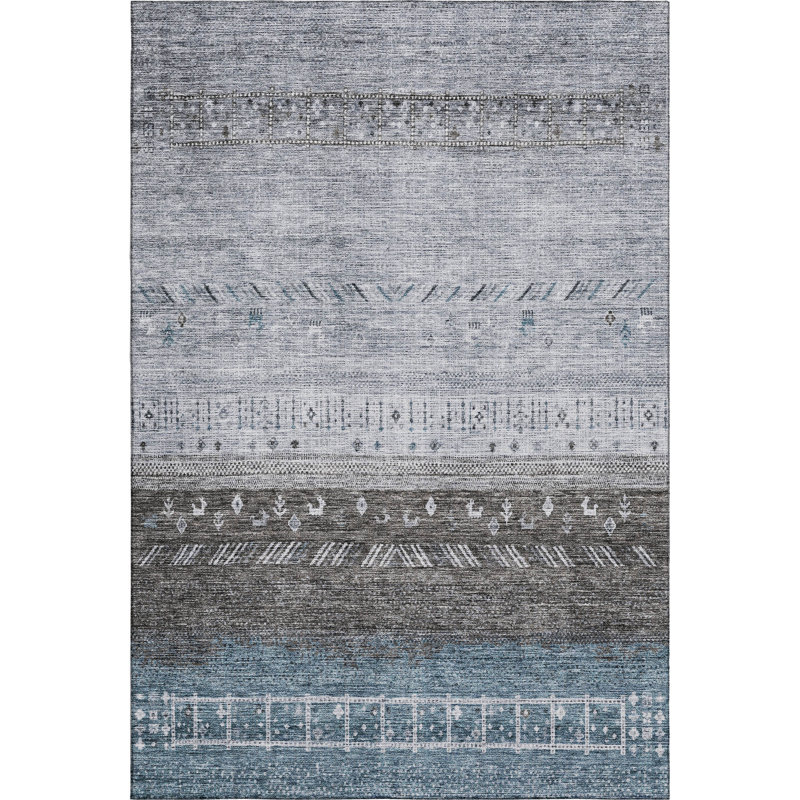 Premium Machine Washable Gurubaksh AMF1147 Global Rug, Rectangle 3' x 5'