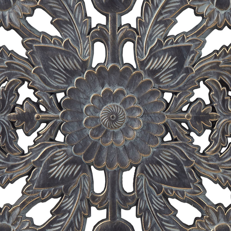 Ensemble de 2 décorations murales en bois sculpté vieilli, Bleu antique