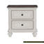 Mobilier de chambre à coucher de style traditionnel blanc antique et brun-gris avec 1 tiroir et boutons noirs