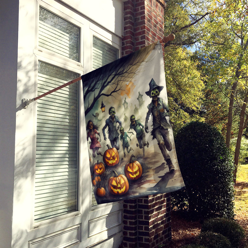 Double Sided 40'' H x 28'' W Polyester Halloween House Flag