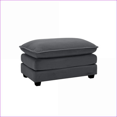 Ottoman Footstool, Slate Gray Corduroy for 2-4 Seater Sofas | Wood Frame | Black Trim