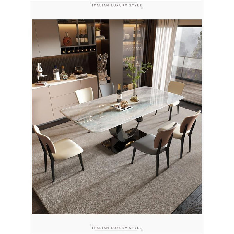 Modern Rectangular Rock Slab Dining Table Sets