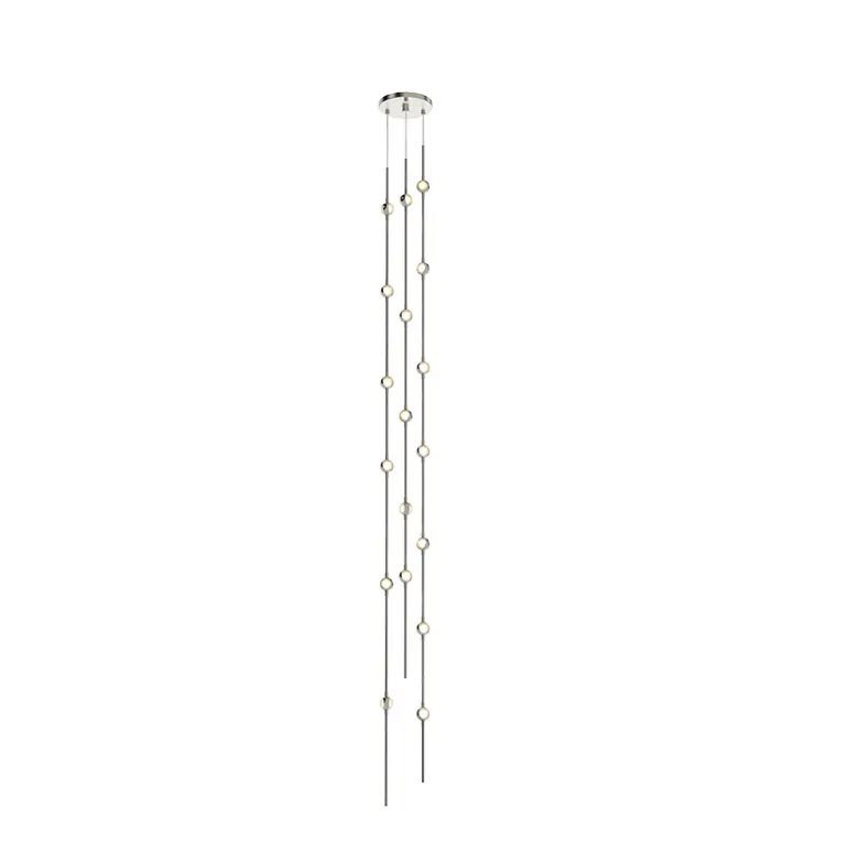 Constellation 18 - Light LED Pendant, Clear, Satin Brass, 3000K