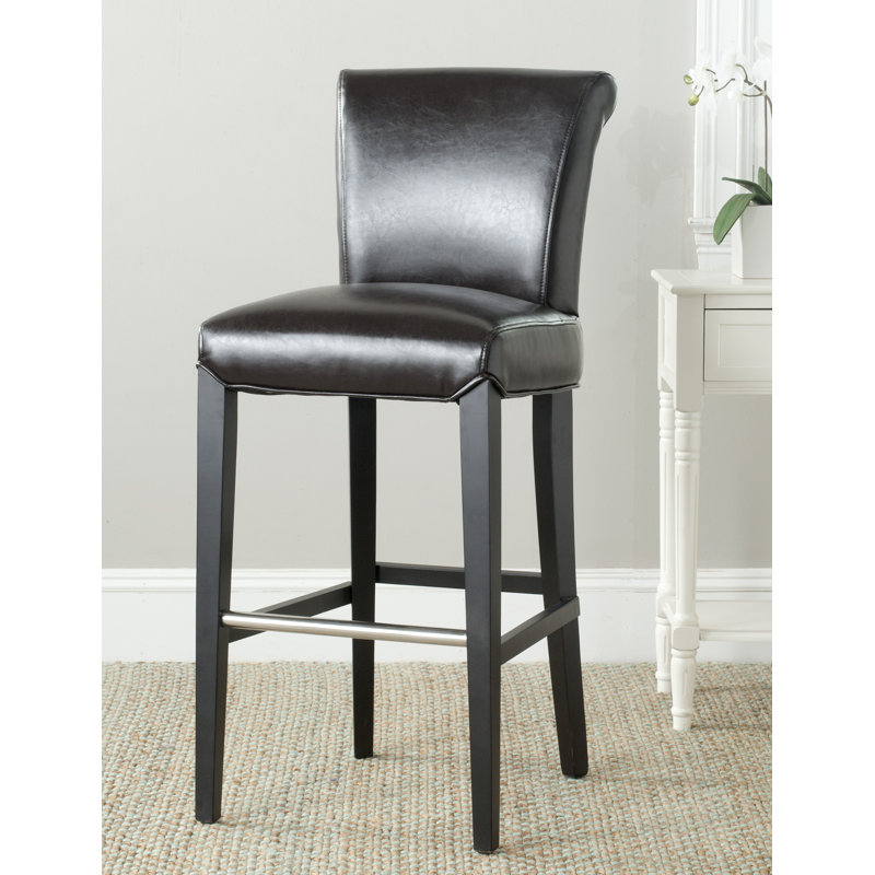 Bowie Upholstered Counter Stool with Solid Wood Frame, Brown, Bar Stool (30" Seat Height)