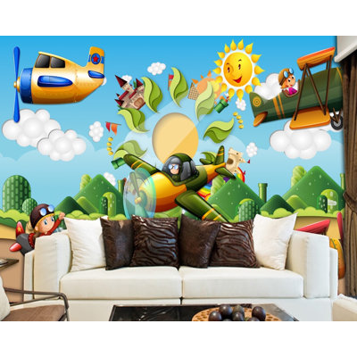 Adhésif mural 3D héliport d'enfant