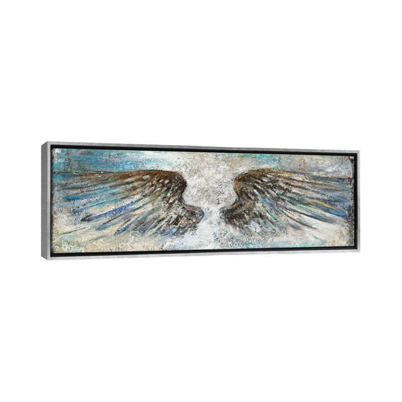 "Wings" par Patricia Pinto, reproduction d’art, Toile avec cadre argenté, H 16 po x l 48 po x 1,5 po