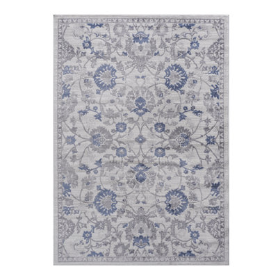 Loom & 8x10 Blue/silver/ Area Rug - Pattern, Non-shedding For Bedroom, Study Easy Maintenance, Home Office, Nursery