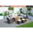 Small firepit with 1403B Wicker 8 - Person Patio Conversation Set with Cushions